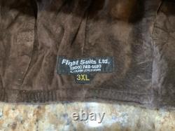 Flight Suits Ltd Brown LEATHER & Suede Flying Open Cockpit HELMET Cap Sz 3XL