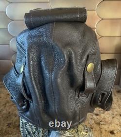 Flight Suits Ltd Brown LEATHER & Suede Flying Open Cockpit HELMET Cap Sz Large