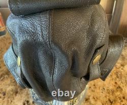 Flight Suits Ltd Brown LEATHER & Suede Flying Open Cockpit HELMET Cap Sz Large