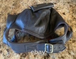 Flight Suits Ltd Brown LEATHER & Suede Flying Open Cockpit HELMET Cap Sz Large