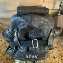 Flight Suits Ltd Brown LEATHER & Suede Flying Open Cockpit HELMET Cap Sz Large