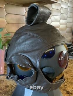 Flight Suits Ltd Brown LEATHER & Suede Flying Open Cockpit HELMET Cap Sz XX-LG