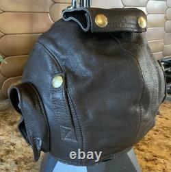Flight Suits Ltd Brown LEATHER & Suede Flying Open Cockpit HELMET Cap Sz XX-LG