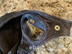 Flight Suits Ltd Brown LEATHER & Suede Flying Open Cockpit HELMET Cap Sz XX-LG