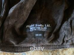 Flight Suits Ltd Brown LEATHER & Suede Flying Open Cockpit HELMET Cap Sz XX-LG