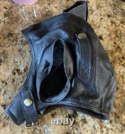Flight Suits Ltd Brown LEATHER & Suede Flying Open Cockpit HELMET Cap Sz XX-LG