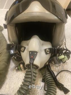 Gentex USAF Fighter Pilot Flight Helmet David Clark Comms Visor Oxygen Mask