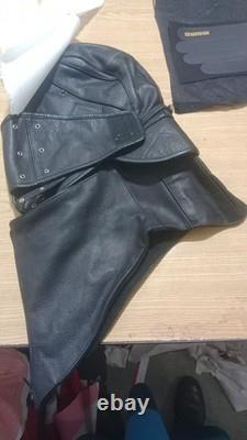 Genuine Leather Aviator Pilot Cap Removable Face Mask Vintage Flight Helmet Hat