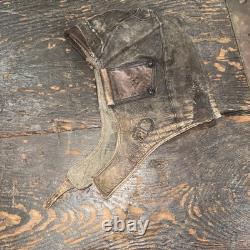 German WW1 Fighter Pilot's Gray Leather Flight Helmet