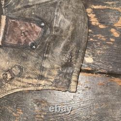 German WW1 Fighter Pilot's Gray Leather Flight Helmet