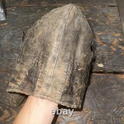 German WW1 Fighter Pilot's Gray Leather Flight Helmet