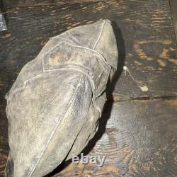 German WW1 Fighter Pilot's Gray Leather Flight Helmet