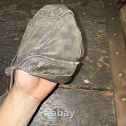 German WW1 Fighter Pilot's Gray Leather Flight Helmet