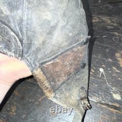 German WW1 Fighter Pilot's Gray Leather Flight Helmet