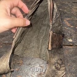 German WW1 Fighter Pilot's Gray Leather Flight Helmet