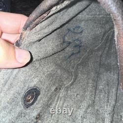 German WW1 Fighter Pilot's Gray Leather Flight Helmet