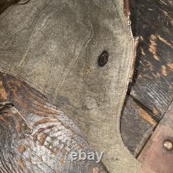 German WW1 Fighter Pilot's Gray Leather Flight Helmet