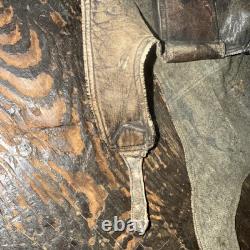 German WW1 Fighter Pilot's Gray Leather Flight Helmet