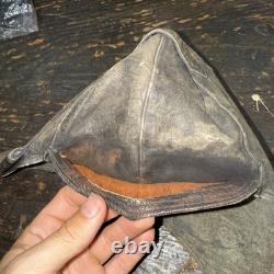 German WW1 Fighter Pilot's Gray Leather Flight Helmet