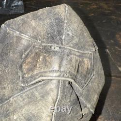 German WW1 Fighter Pilot's Gray Leather Flight Helmet