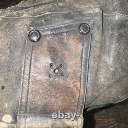 German WW1 Fighter Pilot's Gray Leather Flight Helmet