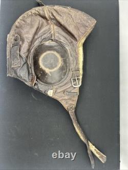 German WWII Luftwaffe LKPW101 Leather Bomber Pilot Winter Flying Helmet Size 56