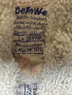 German WWII Luftwaffe LKPW101 Leather Bomber Pilot Winter Flying Helmet Size 56