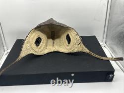 German WWII Luftwaffe LKPW101 Leather Bomber Pilot Winter Flying Helmet Size 56