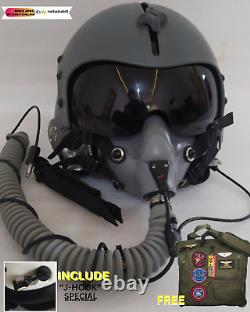 HGU-33 FIGHTER PILOT HELMET GREY WITH MBU-12 OXYGEN MASK (REPLICA)+Exclusive Bag