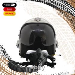 HGU-33 Plain White Flight Fighter Pilot Helmet + MBU Masker Oxygen