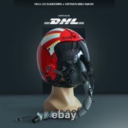HGU-33 Top Gun Sundown Fighter Pilot Flight Helmet Prop + MBU-12 Oxygen Mask