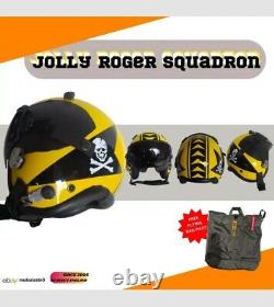 HGU-55 CUSTOM PLAINT(JOLLY ROGER SQUADRON). PILOT FLIGHT HELMET-leather Edgeroll