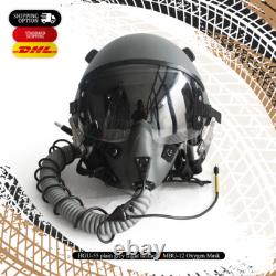 HGU-55 Plain Grey Flight Fighter Pilot Helmet Movie Prop + MBU Masker Oxygen