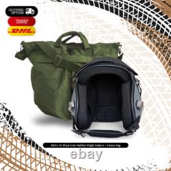 HGU-55 Plain Grey Rubber Flight Fighter Pilot Helmet Movie Prop + Green Bag