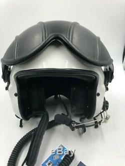 Helicopter Helmet Pilot Built in Microphone White HSL Flight Helmet Large