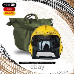 Hgu-33 Blue Angels Flight Fighter Pilot Helmet Movie Prop + Green Bag