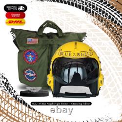 Hgu-33 Blue Angels Flight Fighter Pilot Helmet Movie Prop + Green Bag Full Set