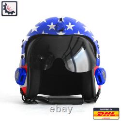 Hgu-33 Custom Flight Pilot Helmet American Flag + Badge