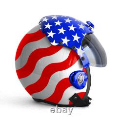 Hgu-33 Custom Flight Pilot Helmet American Flag + Badge
