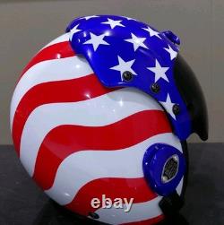 Hgu-33 Custom Flight Pilot Helmet American Flag+badge