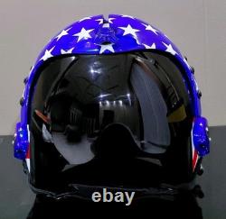 Hgu-33 Custom Flight Pilot Helmet American Flag+badge