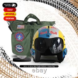 Hgu-33 Silver Bull Flight Fighter Pilot Helmet Movie Prop + Green Bag Full Set