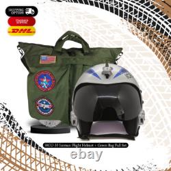Hgu-33 Top Gun Iceman Flight Fighter Pilot Helmet Prop + Green Bag Full Set