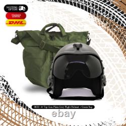 Hgu-33 Top Gun Plain Grey Flight Fighter Pilot Helmet Movie Prop + Green Bag