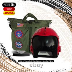 Hgu-33 Top Gun Thunderbirds Flight Fighter Pilot Helmet + Green Bag Full Set