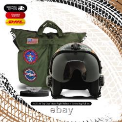 Hgu-33 Top Gun Viper Flight Fighter Pilot Helmet Movie Prop + Green Bag Full Set