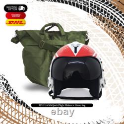 Hgu-33 Top Gun Wolfpack Flight Fighter Pilot Helmet Movie Prop + Green Bag