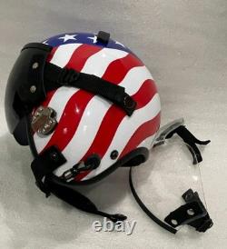 Hgu-55 Custom Flight Pilot Helmet American Flag+badge