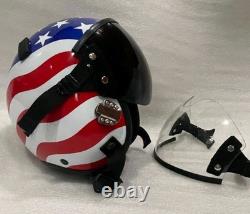 Hgu-55 Custom Flight Pilot Helmet American Flag+badge