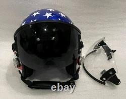 Hgu-55 Custom Flight Pilot Helmet American Flag+badge